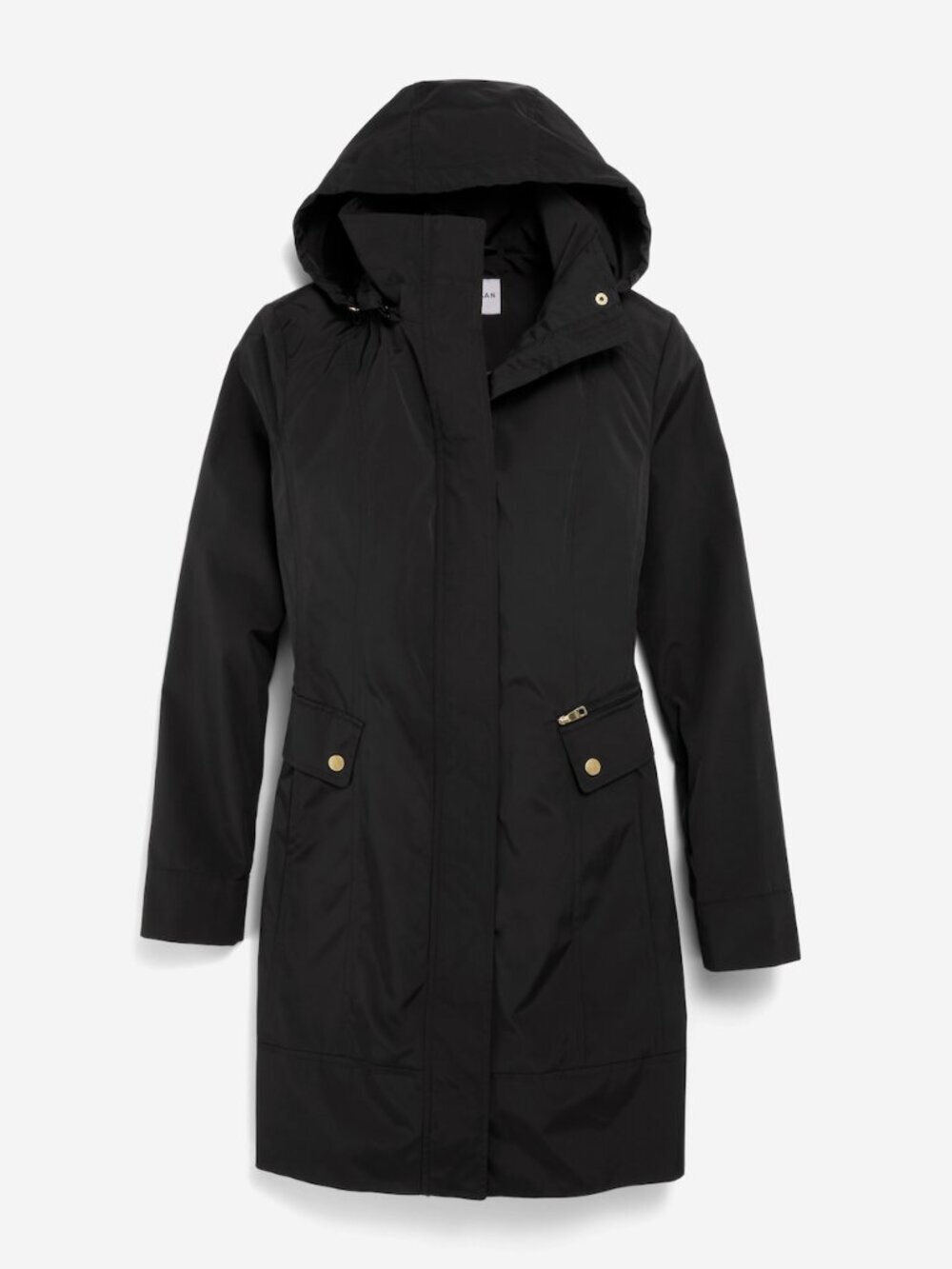Cole Haan Signature Back Bow Black Packable Removable Hood Rain Jacket, size S/P
